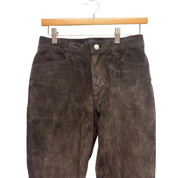 JouJou Skins Vintage 90's Brown Suede Leather Straight Leg Pants - Picture 4 of 7